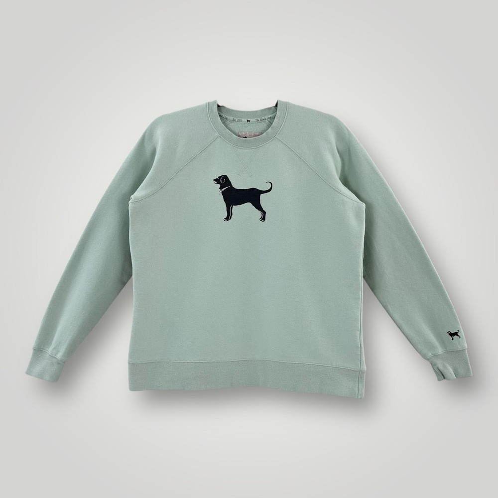 The Black Dog Sweatshirt Womens XS‎ XSmall Green Crewneck Dog Graphic Pullover